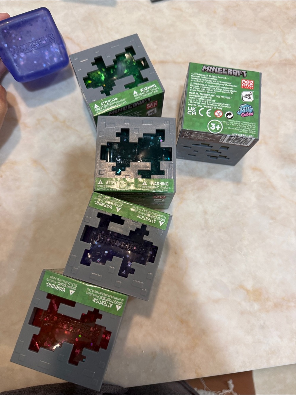 Minecraft Set of 5 Translucent Glitter Jelly Cubes New